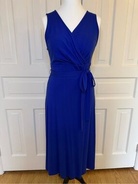 Talbots Cobalt Blue Sleeveless Wrap Maxi Dress
